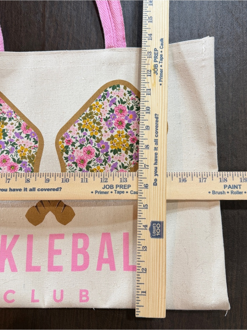 Eccolo Pickleball Club Tote Canvas Bag Pink Handles. Large NWT - Picture 2 of 5